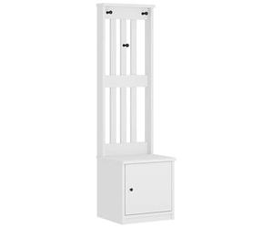 Eleganz SANDNES Porte-manteaux blanc en pin massif et matériau en bois de bois | Tabouret de coiffeuse pour chambre à coucher et salon | Solution de rangement stable et durable
