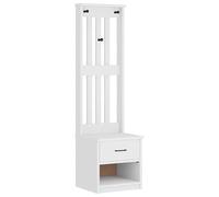 Eleganz SANDNES Tabouret de coiffeuse, blanc, en pin massif et matériau en bois, porte-manteau élégant et stable, 45 x 40 x 159,5 cm, pour chambre à coucher et couloir