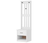 Eleganz SANDNES Tabouret de coiffeuse en pin massif et matériau en bois - Tabouret élégant pour salle de bain et chambre à coucher, robuste et durable, blanc, 45 x 40 x 159,5 cm