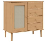 Eleganz SENJA Buffet en pin 80 x 40 x 80 cm avec aspect rotin, ensemble de meubles de salon, durable et élégant, pour une décoration moderne
