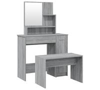 Eleganz Sonoma - Coiffeuse - Gris - 86,5 x 35 x 136 cm - Avec miroir et éclairage - Espace de rangement pour cosmétiques - Design moderne - Pour salle de bain ou chambre à coucher