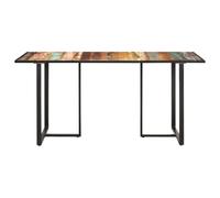 Eleganz Table à manger 160 cm en bois massif recyclé avec couleurs mélangées et fer revêtu par pulvérisation - Durable et respectueux de l'environnement pour le salon et la salle à manger