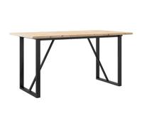 Eleganz Table à manger avec cadre en O 140 x 80 x 75,5 cm en bois massif de pin et acier - Table de salon naturelle pour les familles et l'hospitalité