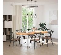 Eleganz Table à manger en chêne massif, ovale, 240 x 100 x 74 cm, finement poli et laqué clair, parfaite pour le salon et la salle à manger, durable et élégante