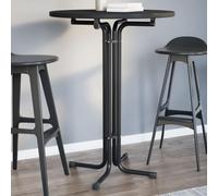 Eleganz Table à manger noire Ø 80 x 110 cm - Table moderne en bois avec structure en acier revêtu par pulvérisation - Idéale pour les petits appartements et les familles