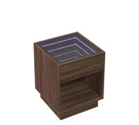 Eleganz Table basse avec LED Infinity - Table de salon moderne en bois et verre aspect chêne marron - 40 x 40 x 50 cm - Idéale pour les petits appartements