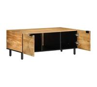 Eleganz Table basse marron 100 x 54 x 40 cm en bois massif mangue - Table de salon moderne avec façade CNC, matériau bois et métal - Idéale pour les petits appartements