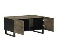 Eleganz Table basse noire 80 x 50 x 40 cm en bois massif mangue avec finition grise - Table de salon moderne à l'aspect Sanblasting, durable et élégante