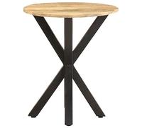 Eleganz Table d'appoint en bois de manguier massif avec finition naturelle et fer revêtu par pulvérisation - Table latérale moderne pour salon, balcon ou terrasse - Durable et élégante