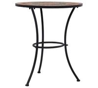 Eleganz Table de bistrot en céramique et mosaïque orange/gris, 60 cm, pour jardin et terrasse, résistant aux intempéries et facile d'entretien, meuble d'extérieur élégant pour votre salon
