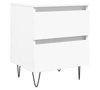 Eleganz Table de chevet blanche 40 x 35 x 50 cm en bois et fer - Table d'appoint moderne pour chambre à coucher, durable et peu encombrante