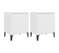 Eleganz Table de chevet en bois avec pieds en métal, blanche, 40 x 30 x 50 cm, table de chevet moderne, pour chambre à coucher, compacte et durable