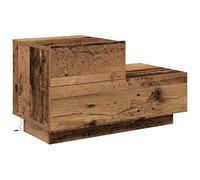 Eleganz Table de chevet en bois massif recyclé avec lumières (100 x 36 x 49 cm) - Table d'appoint rustique pour chambre à coucher, salon et bureau à domicile - Design stable et lumière chaude