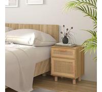 Eleganz Table de chevet en pin massif et rotin naturel - Table d'appoint chic pour chambre à coucher avec panier en rotin et pin massif - Style rural et espace de rangement