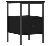 Eleganz Table de chevet noire 34 x 36 x 50 cm, en bois d'ingénierie et fer, table d'appoint moderne pour chambre à coucher, compacte et stable, idéale pour les petits espaces