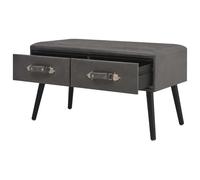 Eleganz Tabouret de coiffeuse avec tiroirs 80 cm - Tabouret en cuir synthétique gris en pin massif - Tabouret élégant et peu encombrant pour chambre à coucher et salon