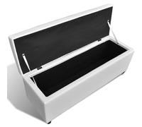 Eleganz Tabouret de coiffeuse en bois blanc - Banc de rangement long avec housse en PVC, élégant et pratique pour chambre à coucher ou salle de bain, peu encombrant et durable