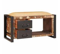 Eleganz Tabouret de coiffeuse en bois massif recyclé - Banc avec espace de rangement - Multicolore - Durable et élégant - Pour salon, chambre à coucher ou couloir