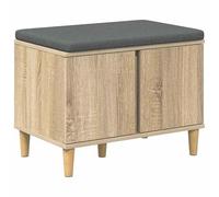 Eleganz Tabouret de coiffeuse en chêne Sonoma avec coussin - 60 x 38 x 46 cm, confortable et élégant pour chambre à coucher ou salle de bain, peu encombrant et durable