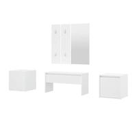 Eleganz Tabouret de coiffeuse - Ensemble vestiaire blanc en bois et acrylique - Tabouret élégant avec espace de rangement pour chambre ou salle de bain - Durable et moderne
