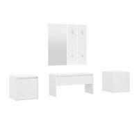 Eleganz Tabouret de coiffeuse - Ensemble vestiaire blanc en bois et acrylique - Tabouret moderne avec espace de rangement pour vêtements, maquillage et accessoires - Élégant et pratique pour chambre à