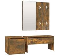 Eleganz Tabouret de coiffeuse - Ensemble vestiaire en bois de chêne fumé et acrylique - Tabouret moderne avec espace de rangement pour chambre à coucher et salle de bain - Durable et élégant