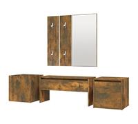 Eleganz Tabouret de coiffeuse - Ensemble vestiaire en bois de chêne fumé et acrylique - Tabouret moderne avec espace de rangement pour chambre ou salle de bain - Durable et élégant