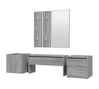 Eleganz Tabouret de coiffeuse gris - Ensemble de garde-robe en bois et acrylique - Tabouret moderne avec espace de rangement - Meuble élégant et durable pour chambre à coucher et salon