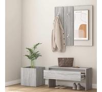 Eleganz Tabouret de coiffeuse gris - Ensemble vestiaire en bois et acrylique - Tabouret moderne avec espace de rangement pour chambre à coucher et salle de bain