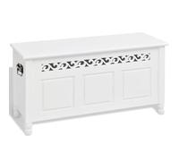 Eleganz Tabouret de coiffeuse style baroque - Banc de rangement blanc en MDF - Tabouret élégant avec espace de rangement pour chambre ou salon - Durable et peu encombrant