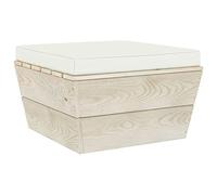 Eleganz Tabouret de jardin en palettes avec coussin - Bois d'épicéa imprégné et 100 % polyester - Résistant aux intempéries et confortable - Parfait pour la terrasse et le jardin