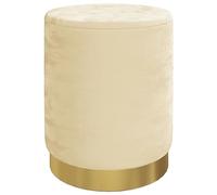 Eleganz Tabouret de rangement en velours abricot - Ottoman rond pour salon et chambre à coucher, peu encombrant avec espace de rangement, doux et confortable