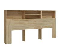 Eleganz Tête de lit avec étagères en bois - Cadre de lit moderne en chêne Sonoma - 200 x 19 x 103,5 cm - Accessoire de lit élégant avec espace de rangement pour chambre à coucher