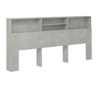 Eleganz Tête de lit avec étagères, gris béton, 220 x 19 x 103,5 cm, HEADBOARD moderne avec espace de rangement pour chambre à coucher, peu encombrante et élégante, idéale pour les petits espaces
