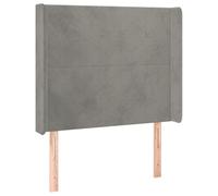 Eleganz Tête de lit avec oreilles - Gris clair - 83 x 16 x 118/128 cm - En velours - Tête de lit de luxe pour chambre à coucher - Design en velours doux, peu encombrante et élégante - Idéale pour les
