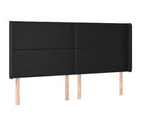 Eleganz Tête de lit avec oreilles - Noir - 203 x 16 x 118/128 cm - En cuir synthétique - Tête de lit de luxe pour lit - Design moderne - Durable et facile d'entretien - Complément parfait pour votre