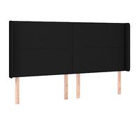 Eleganz Tête de lit avec oreilles - Noire - 203 x 16 x 118/128 cm - Tête de lit en tissu pour lit - Design moderne - Meubles de chambre de luxe - Confort et style pour votre chambre à coucher