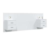 Eleganz Tête de lit avec tables de chevet en bois blanc - Cadre de lit moderne avec tables de chevet intégrées, peu encombrante et élégante pour chambre à coucher