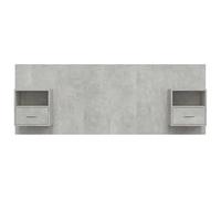 Eleganz Tête de lit avec tables de chevet en bois gris béton - Tête de lit moderne avec tables de chevet intégrées en bois durable pour chambre à coucher