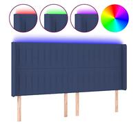 Eleganz Tête de lit bleue pour lit, 203 x 16 x 118/128 cm, en tissu, design moderne pour chambre à coucher, éclairage économe en énergie, installation facile