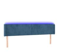 Eleganz Tête de lit de luxe en velours avec éclairage, idéale pour la chambre à coucher, design moderne et tissu en velours de qualité supérieure - Bleu foncé - 203 x 16 x 78/88 cm