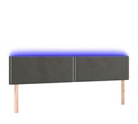 Eleganz Tête de lit en velours - 200 x 5 x 78/88 cm - Gris foncé - Tête de lit moderne avec éclairage - Pour chambre à coucher, housse en tissu de qualité supérieure et solution de rangement