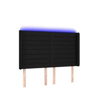 Eleganz Tête de lit noire 147 x 16 x 118/128 cm - Tête de lit moderne en tissu avec éclairage pour chambre à coucher, confort et style pour un sommeil réparateur