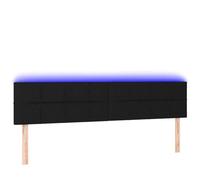 Eleganz Tête de lit noire 180 x 5 x 78/88 cm, tête de lit moderne en tissu, solution d'éclairage et de rangement, idéale pour la chambre à coucher et le salon