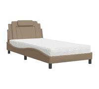 Eleganz Viana Lit avec matelas, 100 x 200 cm, en cuir synthétique, marron cappuccino, essentiel de chambre moderne, peu encombrant et durable, pour les petits espaces