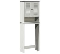 Eleganz VIGO Armoire WC en pin massif Blanc et blanc vieilli 60 x 27 x 161 cm Ensemble de meubles de salle de bain élégant pour plus d'espace de rangement et d'ordre