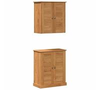 Eleganz VIGO Ensemble de meubles de salle de bain 2 pièces en pin massif et panneaux de particules - Étagère et armoire marron et marron miel - Élégant et peu encombrant pour petites salles de bain