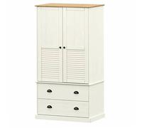 Eleganz VIGO - Penderie blanche - 90 x 55 x 170 cm - En pin massif avec finition cirée - Armoire chic pour chambre à coucher et salon - Design stable en matériaux en bois et métal
