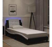 Eleganz Zadar Cadre de lit 90 x 200 cm sans matelas en cuir synthétique avec cadre en métal et bois de pin, élégant et stable, pour chambre à coucher moderne