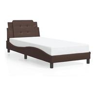 Eleganz Zadar Cadre de lit sans matelas, 80 x 200 cm, moderne, en cuir synthétique, marron, pour chambre à coucher et chambre d'amis, durable et élégant